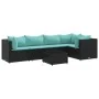 Set muebles de jardín 6 piezas y cojines ratán sintético negro de , Conjuntos de jardín - Ref: Foro24-3308100, Precio: 438,72...
