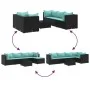 Set muebles de jardín 6 piezas y cojines ratán sintético negro de , Conjuntos de jardín - Ref: Foro24-3308100, Precio: 438,72...