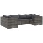 Set de muebles de jardín 6 pzas y cojines ratán sintético gris