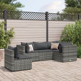 Gartenmöbel-Set 5-teilig mit grauen Polstern aus synthetischem Rattan von , Gartensets - Ref: Foro24-3308154, Preis: 369,81 €...