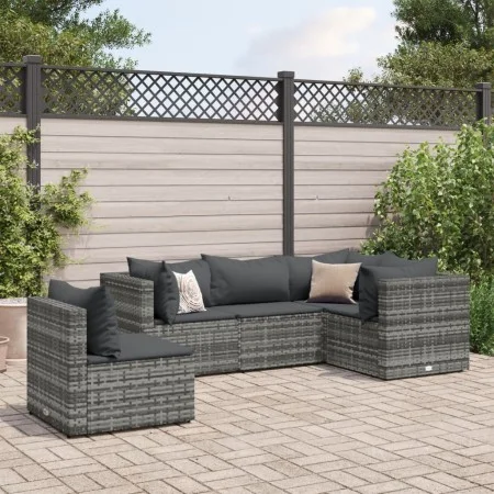 5-piece garden furniture set with gray synthetic rattan cushions by , Garden sets - Ref: Foro24-3308154, Price: 363,38 €, Dis...
