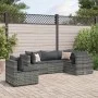 Gartenmöbel-Set 5-teilig mit grauen Polstern aus synthetischem Rattan von , Gartensets - Ref: Foro24-3308154, Preis: 363,33 €...