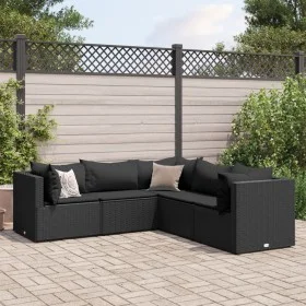 Gartenmöbel-Set 5-teilig mit schwarzen Polstern aus synthetischem Rattan von , Gartensets - Ref: Foro24-3308123, Preis: 405,2...