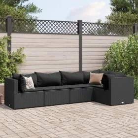 Gartenmöbel-Set 5-teilig mit schwarzen Polstern aus synthetischem Rattan von , Gartensets - Ref: Foro24-3308091, Preis: 405,2...