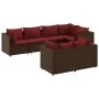 Garden furniture set, 7 pieces, with brown synthetic rattan cushions. by , Garden sets - Ref: Foro24-3308189, Price: 555,45 €...