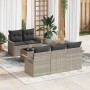 Conjunto de sofá de jardín 6 pcs Gris Claro Poliratán