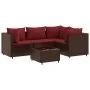 Set muebles de jardín 5 piezas y cojines ratán sintético marrón de , Conjuntos de jardín - Ref: Foro24-3308085, Precio: 311,4...
