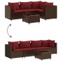 Gartenmöbel-Set, 5-teilig, mit braunen Kissen aus synthetischem Rattan. von , Gartensets - Ref: Foro24-3308085, Preis: 316,67...