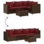 Set muebles de jardín 5 piezas y cojines ratán sintético marrón de , Conjuntos de jardín - Ref: Foro24-3308085, Precio: 311,4...