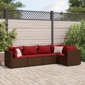 Gartenmöbel-Set, 5-teilig, mit braunen Kissen aus synthetischem Rattan. von , Gartensets - Ref: Foro24-3308093, Preis: 390,20...