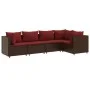 Set muebles de jardín 5 piezas y cojines ratán sintético marrón de , Conjuntos de jardín - Ref: Foro24-3308093, Precio: 390,1...