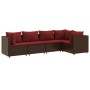 Set muebles de jardín 5 piezas y cojines ratán sintético marrón de , Conjuntos de jardín - Ref: Foro24-3308093, Precio: 410,2...