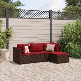Garden furniture set 4 pieces with brown synthetic rattan cushions by , Garden sets - Ref: Foro24-3308053, Price: 284,48 €, D...