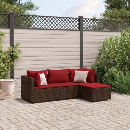 Gartenmöbel-Set, 4-teilig, mit braunen Kunststoff-Rattan-Kissen. von , Gartensets - Ref: Foro24-3308053, Preis: 284,79 €, Rab...