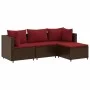 Gartenmöbel-Set, 4-teilig, mit braunen Kunststoff-Rattan-Kissen. von , Gartensets - Ref: Foro24-3308053, Preis: 284,79 €, Rab...