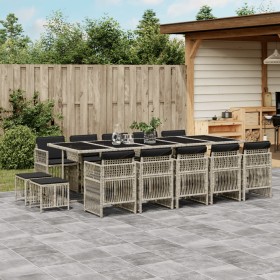 Set comedor jardín y cojines 15 pzas ratán sintético gris claro de , Conjuntos de jardín - Ref: Foro24-3210995, Precio: 838,5...