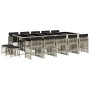 Set comedor jardín y cojines 15 pzas ratán sintético gris claro de , Conjuntos de jardín - Ref: Foro24-3210995, Precio: 760,56 €