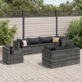 Gartenmöbel-Set 8-teilig mit grauen Polstern aus synthetischem Rattan von , Gartensets - Ref: Foro24-3308194, Preis: 554,79 €...
