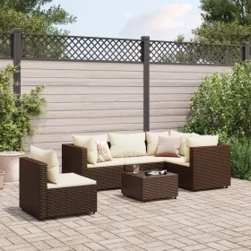 Garden furniture set, 6 pieces, with brown synthetic rattan cushions. by , Garden sets - Ref: Foro24-3308161, Price: 450,91 €...