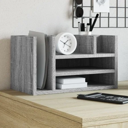 Wooden desk organizer in gray engineering, 44.5x24x25 cm. by , Classification and organization - Ref: Foro24-848043, Price: 3...