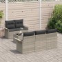 Conjunto de sofá de jardín 6 pcs Gris Claro Poliratán