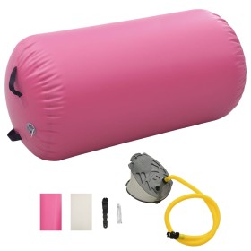 Rollo hinchable de gimnasia con bomba PVC rosa 120x75 cm