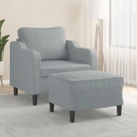 Armchair with light gray fabric stool 60 cm by , Sofas - Ref: Foro24-3201127, Price: 216,95 €, Discount: %
