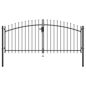 Puerta doble para valla con puntas de lanza 300x150 cm de , Puertas de jardín - Ref: Foro24-144359, Precio: 194,56 €, Descuen...