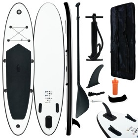 Schwarz-weißes aufblasbares Paddle-Board-Set von vidaXL, Paddleboards - Ref: Foro24-92728, Preis: 151,01 €, Rabatt: %