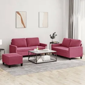 Juego de sofás con cojines 3 piezas terciopelo rojo tinto by , Sofas - Ref: Foro24-3201510, Price: 442,97 €, Discount: %