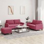 Juego de sofás con cojines 3 piezas terciopelo rojo tinto by , Sofas - Ref: Foro24-3201510, Price: 449,65 €, Discount: %