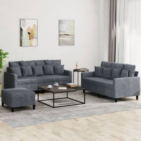 Dreiteiliges Sofaset mit dunkelgrauen Samtkissen. von , Sofas - Ref: Foro24-3201711, Preis: 487,92 €, Rabatt: %