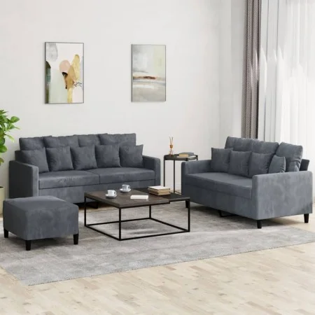 Juego de sofás con cojines 3 piezas terciopelo gris oscuro by , Sofas - Ref: Foro24-3201711, Price: 460,97 €, Discount: %