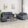 Juego de sofás con cojines 3 piezas terciopelo gris oscuro by , Sofas - Ref: Foro24-3201711, Price: 487,92 €, Discount: %