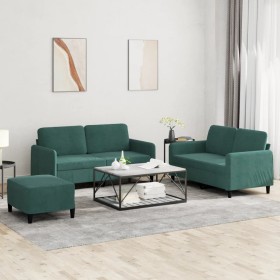Dreiteiliges Sofaset aus dunkelgrünem Samt. von , Sofas - Ref: Foro24-3201986, Preis: 532,41 €, Rabatt: %