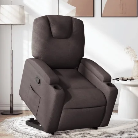 Sillón reclinable elevable tela marrón oscuro de , Sillones - Ref: Foro24-3204373, Precio: 284,08 €, Descuento: %