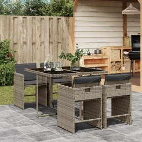 Garten-Essgruppe, 5-teilig, mit grauen Polstern aus synthetischem Rattan von , Gartensets - Ref: Foro24-3211076, Preis: 308,5...