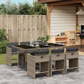 Garten-Essgruppe, 7-teilig, mit grauen Polstern aus synthetischem Rattan. von , Gartensets - Ref: Foro24-3211088, Preis: 403,...