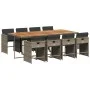 Set comedor jardín 9 pzas y cojines ratán sintético gris by , Garden sets - Ref: Foro24-3211106, Price: 746,36 €, Discount: %
