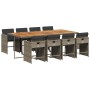 Set comedor jardín 9 pzas y cojines ratán sintético gris by , Garden sets - Ref: Foro24-3211106, Price: 651,69 €, Discount: %