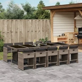 Set de comedor de jardín 11 pzas y cojines ratán sintético gris by , Garden sets - Ref: Foro24-3211112, Price: 807,70 €, Disc...