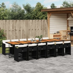 Set comedor de jardín con cojines 13 pzas ratán sintético negro by , Garden sets - Ref: Foro24-3211131, Price: 897,29 €, Disc...