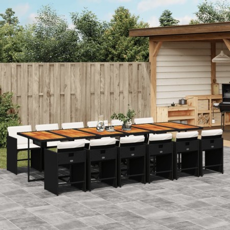 Set comedor de jardín con cojines 13 pzas ratán sintético negro de , Conjuntos de jardín - Ref: Foro24-3211131, Precio: 897,2...