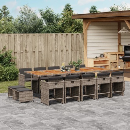 Set comedor de jardín con cojines 15 pzas ratán sintético gris by , Garden sets - Ref: Foro24-3211178, Price: 863,41 €, Disco...