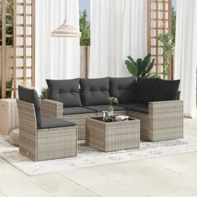 Gartensofagarnitur 6-teilig mit grauen Polstern aus synthetischem Rattan von , Gartensets - Ref: Foro24-3218972, Preis: 410,4...