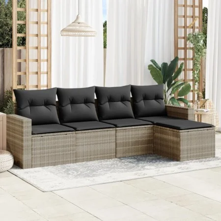 Set de sofás jardín y cojines 5 pzas ratán sintético gris claro by , Garden sets - Ref: Foro24-3218882, Price: 318,15 €, Disc...