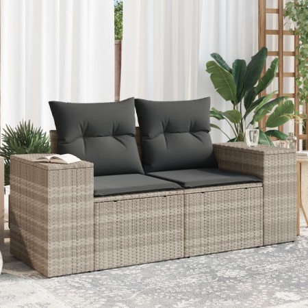 Gartensofa mit Kissen, 2-Sitzer, helles graues Kunststoffrattan von , Outdoor-Sofas - Ref: Foro24-366198, Preis: 177,46 €, Ra...