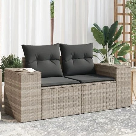 Sofá de jardín con cojines 2 plazas ratán sintético gris claro by , Outdoor sofas - Ref: Foro24-366198, Price: 188,54 €, Disc...