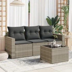 Set de sofás de jardín 4 pzas y cojines ratán sintético gris by , Garden sets - Ref: Foro24-3218662, Price: 266,07 €, Discoun...