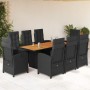 Set de comedor de jardín 9 pzas y cojines ratán sintético negro by , Garden sets - Ref: Foro24-3212276, Price: 1,00 €, Discou...